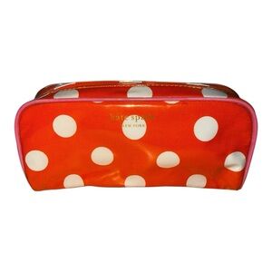 Kate Spade NWOT Vibrant Orange and White Dot Cosmetic Bag